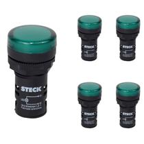 5 Sinaleiro LED 22mm Steck 24V Luminoso Verde SLDS242 5 Sinaleiro LED 22mm Steck 24V Luminoso Verde SLDS242