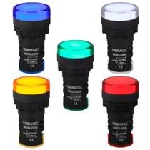 5 Sinaleiros Led 22mm 127/220v Ad22 Verde Vermelho Azul