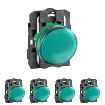 5 Sinalizador Plástico 22mm 250V Verde Para Lâmpada Ba9s Schneider