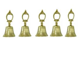 5 Sinos Sineta De Mão Campainha Bronze Hotel Noel 12 X 6 Cm - Produto artesanal