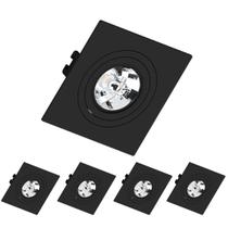 5 Spot AR70 Quadrado Preto com Base GU10 Save Energy