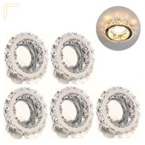 5 Spot Cristal De Embutir K9 Mr16 Inox Redondo Quarto Lup70