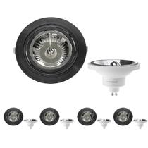 5 Spot Embutido Face Plana GU10 + 5 Lâmpada AR111 4000k 12W Save Energy