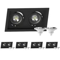 5 Spot Embutir Duplo Recuo + Lâmpada AR111 Led 12W 4000k