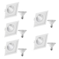 5 Spot Embutir Quadrado Recuo PAR30 + 1 Lâmpada LED 10W 6500K E27