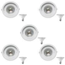 5 Spot Embutir Redondo Recuo PAR30 + 1 Lâmpada LED 10W 6500K E27