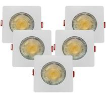 5 Spot Led Embutir Redondo 5w Luz Amarela 3000k Bivolt Avant