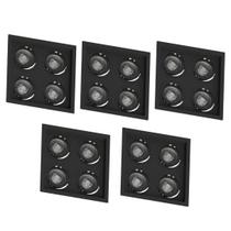 5 Spot Quadrado Quádruplo Lâmpada AR70 Save Energy Preto