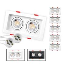 5 Spot Recuado Duplo Embutir Led + Lâmpadas Mr16 Gu10 Luminária Teto Sala Dicroica Branco Preto Cor Spots + Lâmpadas:Spo