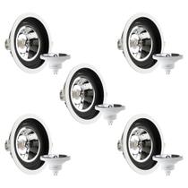 5 Spot Recuado Embutir + Lâmpada AR111 4000k 12W Save Energy
