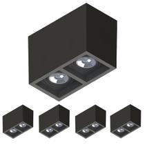 5 Spot Sobrepor Save Energy Boxit Duplo Ar70 Gu10 Preto