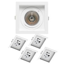 5 Spots de Embutir Quadrado Recuado AR70 Branco Save Energy