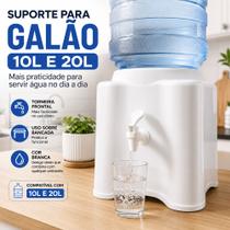 5. Suporte Branco Para Galão De Água Mineral Com Torneira Frontal Manual Para Bancada Mesa