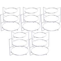 5 Suportes para Pratos Organizador Divisor 3 Níveis Cromados Cozinha Despensa Armário