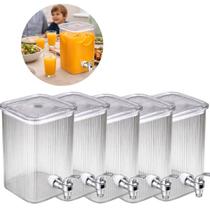 5 Suqueiras Vidro 2,2L Quadrada Ideal Festa Buffet