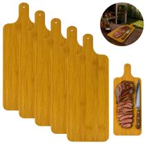 5 Tábuas Bambu P/ Corte Cozinha Natural Premium 37cm
