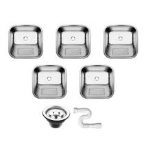 5 Tanque Inox 40x40x22 Aço 304 Cozinha As Atacado Kit 5 Tanque Inox 40x40x22 Aço 304 Cozinha As Atacado Kit