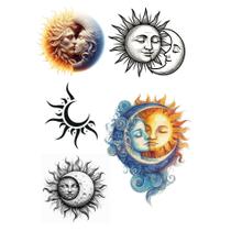 5 Tatuagens Temporaria Tema Sol e Lua