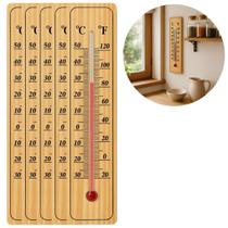 5 Termômetros Ambiente Madeira 20cm Interno e Externo