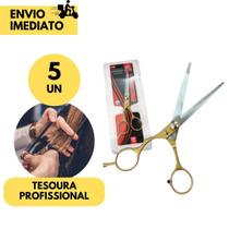5 Tesouras p/ Cabeleireiro Profissional 6" Aço Inoxidável ou Kit 2 Regulável p/ dedo Parafuso Centr