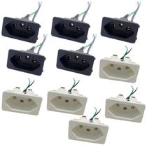 5 Tomada Branca + 5 Tomada Preta 2p+t 3 Pinos 10a Femea Painel Com rabicho