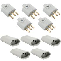 5 Tomada Fêmea + 5 Plug Macho 10a 3 Pinos Branco Margirius