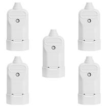 5 Tomada Plug Fêmea Prensa Cabo 3 Pinos Finos 10A Branca