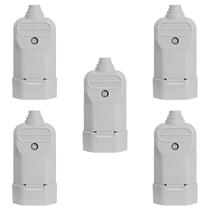 5 Tomada Plug Fêmea Prensa Cabo 3 Pinos Finos 10A Cinza