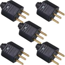 5 tomada plugue 10a pld1-3 padrão brasileiro 3 pinos preta