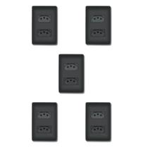 5 Tomadas Duplas 2p+t 20a Distanciadas Habitat Black Fame 4058