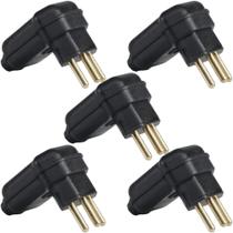 5 tomadas plugue 10a pld10-3 padrão brasileiro 3 pinos preta