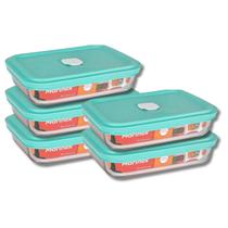 5 Travessa Facilita de Vidro c/ Tampa 750ML Marinex Doce