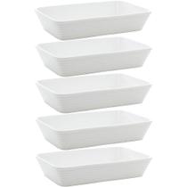 5 Travessas Brancas de Porcelana 29x20x5cm Retangulares Línea Refratário para Gratinados 5 Travessas Brancas de Porcelana 29x20x5cm Retangulares Línea Refratário para Gratinados