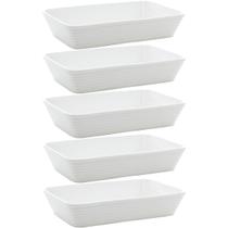 5 Travessas Brancas de Porcelana 29x20x5cm Retangulares Línea Refratário para Gratinados 5 Travessas Brancas de Porcelana 29x20x5cm Retangulares Línea Refratário para Gratinados
