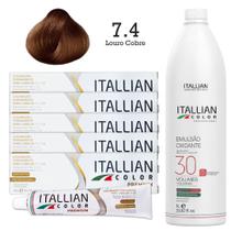 5 Un Coloração 7.4 Louro Cobre Itallian Color + Oxi 30 1l