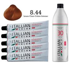 5 Un Coloração 8.44 Louro Claro Cobre Intenso Itallian Color + Oxi 30 1L