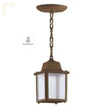 5 Un Luminaria Pendente Externo Colonial Plastico Marrom Alz15 5 Un Luminaria Pendente Externo Colonial Plastico Marrom Alz15