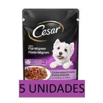 5 UN Sachê Cesar Cortes Filé Mignon para Cães Adultos 85g