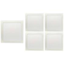 5 Und Painel Plafon Led 18w Quadrado Embutir Branco Frio