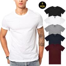 5 Unid Camiseta Algodão Cores Masculina Adulto