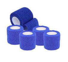 5 Unidades Bandagem Atadura Tam 5cmx4,5m Elastica Flexivel Hopeer - Azul