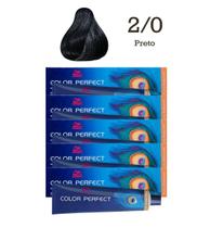 5 Unidades Coloração Color Perfect 2/0 Preto Wella