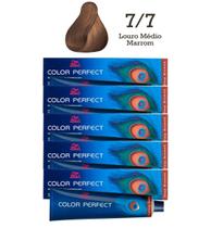 5 Unidades Coloração Color Perfect 7/7 Louro Médio Marrom Wella
