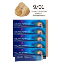 5 Unidades Coloração Color Perfect 9/01 Louro Ultraclaro Natural Acinzentado Wella