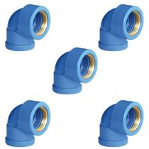 5 Unidades Joelho LR Bucha Latão 25x1/2" Azul