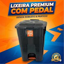 5 Unidades Lixeira Com Pedal - 30lt - Preto 5 Unidades Lixeira Com Pedal - 30lt - Preto