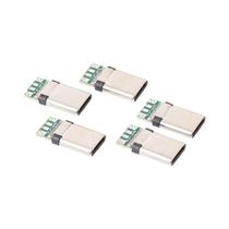 5 unidades USB 3.1 tipo C macho DIY plugue de solda conector soquete anexado placa de PC