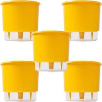 5 Vaso Raiz Autoirrigavel 16Cm Amarelo Área Interna Externa