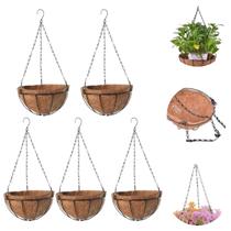 5 Vasos Fibra De Coco 15cm Planta Suspenso Pendente Corrente