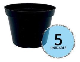 5 Vasos Pote 11 Plástico Rígido Preto p/ Suculentas e Mudas